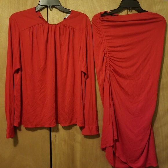 Zara NWOT Red Ruched Skirt + Matching Top - Picture 7 of 7